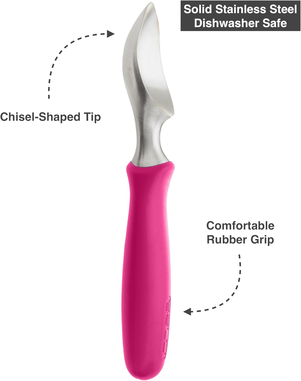 BALCI Ice Cream Scoop - Heavy Duty Stainless Steel Icecream Scooper With Non-Slip Rubber Grip - Professional Metal Ice-Cream Spade - Dishwasher Safe – Pink