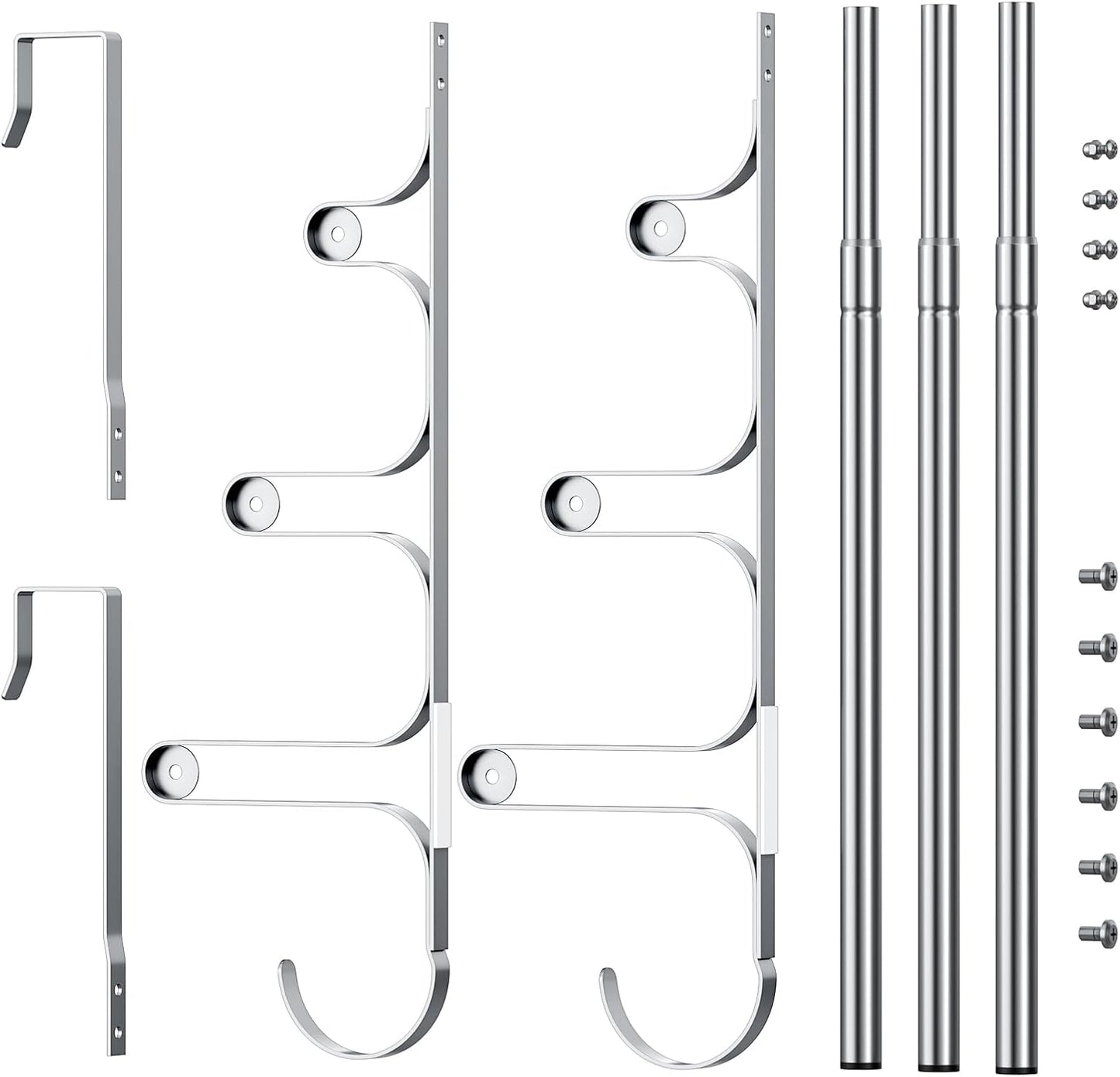 Over The Door Towel Rack, Over Door Towel Rack for Bathroom Door, Triple Towel Storage Holder with Hooks (Silver Gray, 17.32" L)