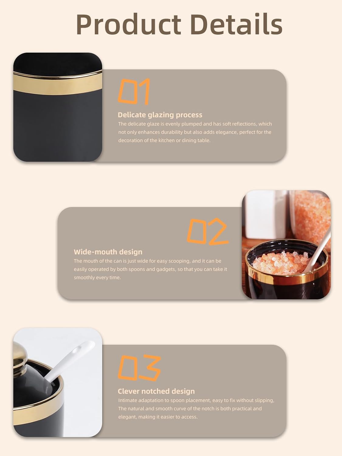 HAOTOP 8 oz Sugar Bowl with Lid and Spoon, Simple Ceramic Sugar Jar Sugar Dispenser Sugar Container Coffee Bar Accessories, Modern Kitchen Countertop Canisters, Black