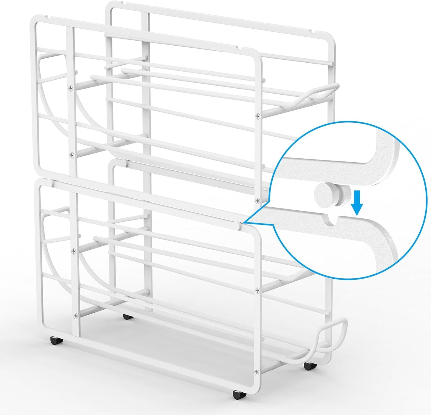 Soda Can Organizer Storage Rack, 2 Pack Stackable Beverage Soda Can Dispenser Organizer Holder for Refrigerator, Cabinet, Pantry (White)