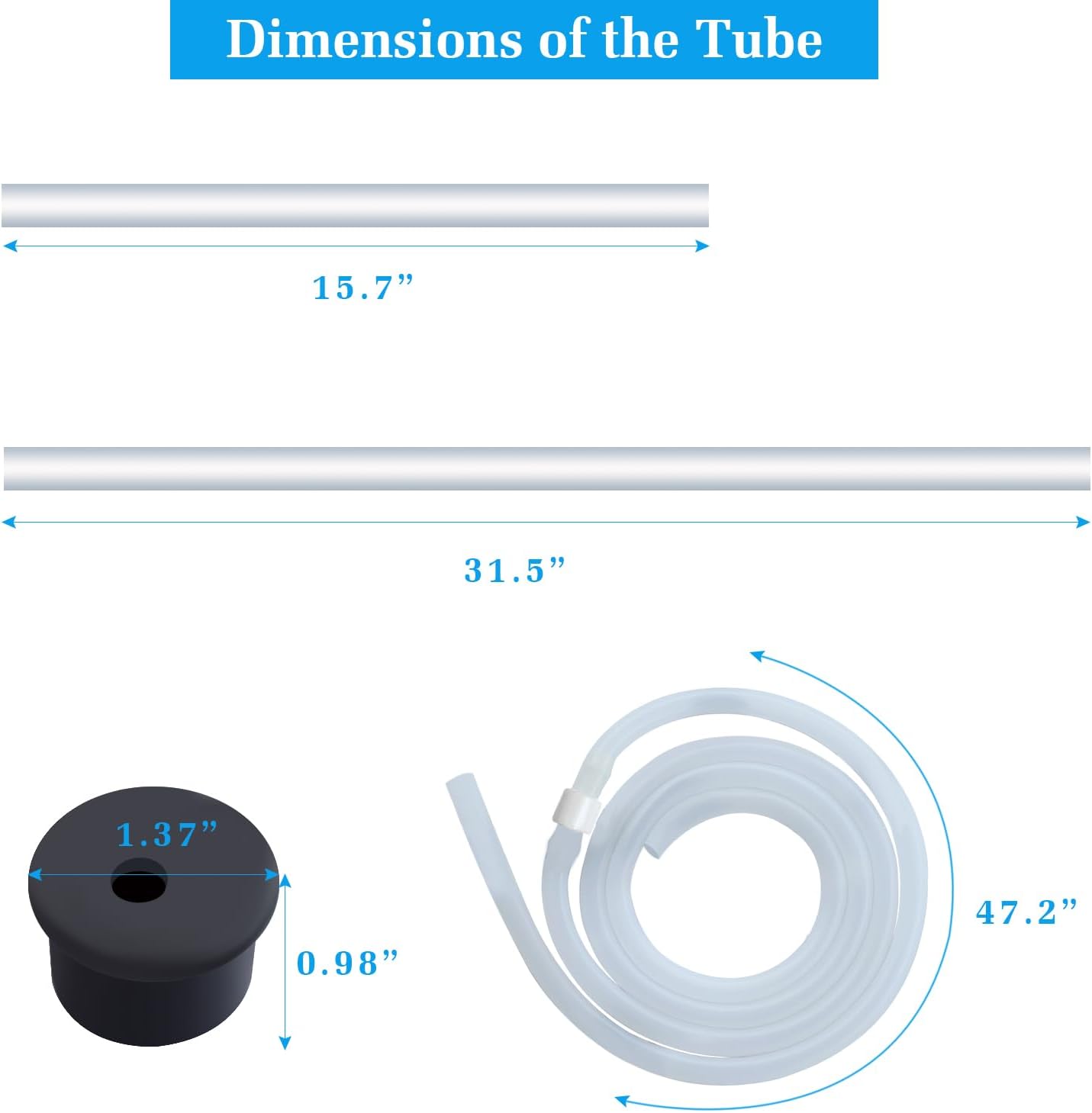 Soap Dispenser Extension Tube kit 47” with Upgraded Check Valve, Silicone Tube, Not Easy to Bend, Fit Most Soap Containers, No Need to Fill The Little Bottle Again White