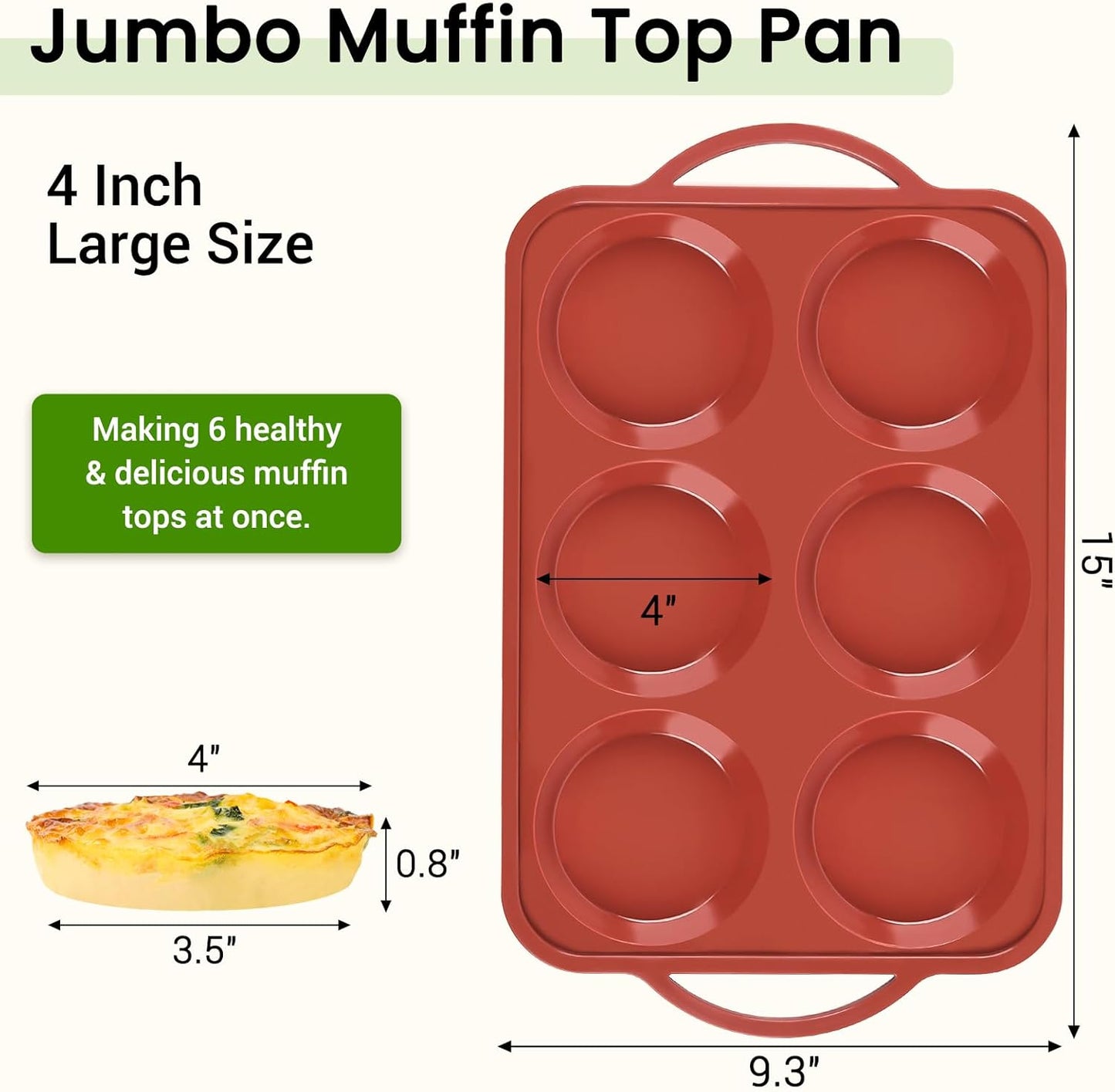 JOERSH 2 Pack 4 Inch Jumbo Silicone Muffin Top Pan with Metal Frame, Non Stick Silicone Egg Mold for Oven, Large Whoopie Pie Baking Pan for English Muffin, Breakfast Sandwich, Egg Bite, Hamburger Bun