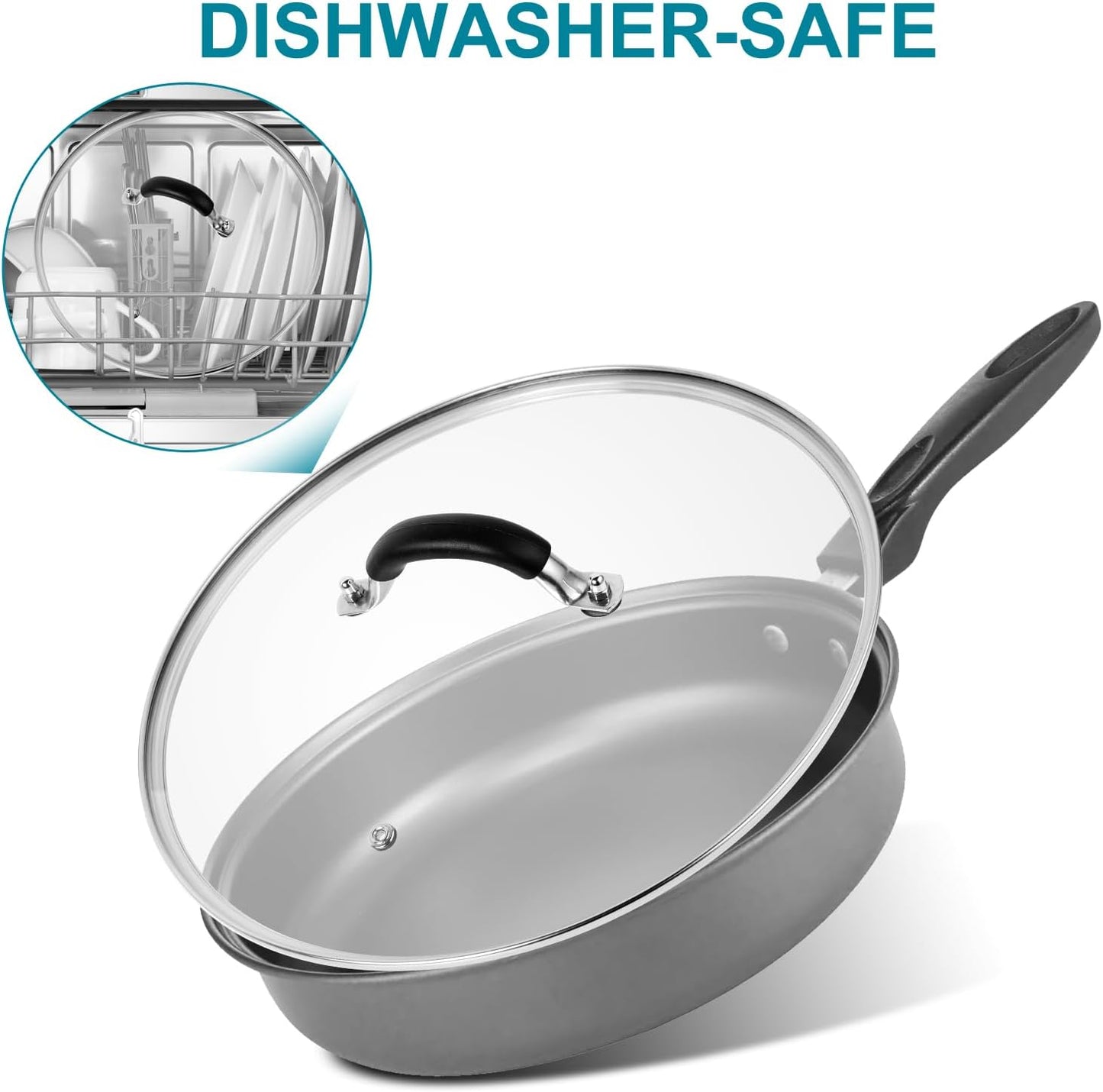 10.25 Inch Tempered Glass Lid for Lodge Skillets, Dutch Ovens & Pans - Universal Fit for 10-10.25 Inch Cookware - Oven & Dishwasher Safe up to 400°F - with Steam Vent & Ergonomic Handle