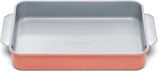 Caraway Non-Stick Ceramic 9”x13” Rectangle Pan - Naturally Slick Ceramic Coating - Non-Toxic, PTFE & PFOA Free - Perfect for Brownies, Lasagnas, and More - Perracotta