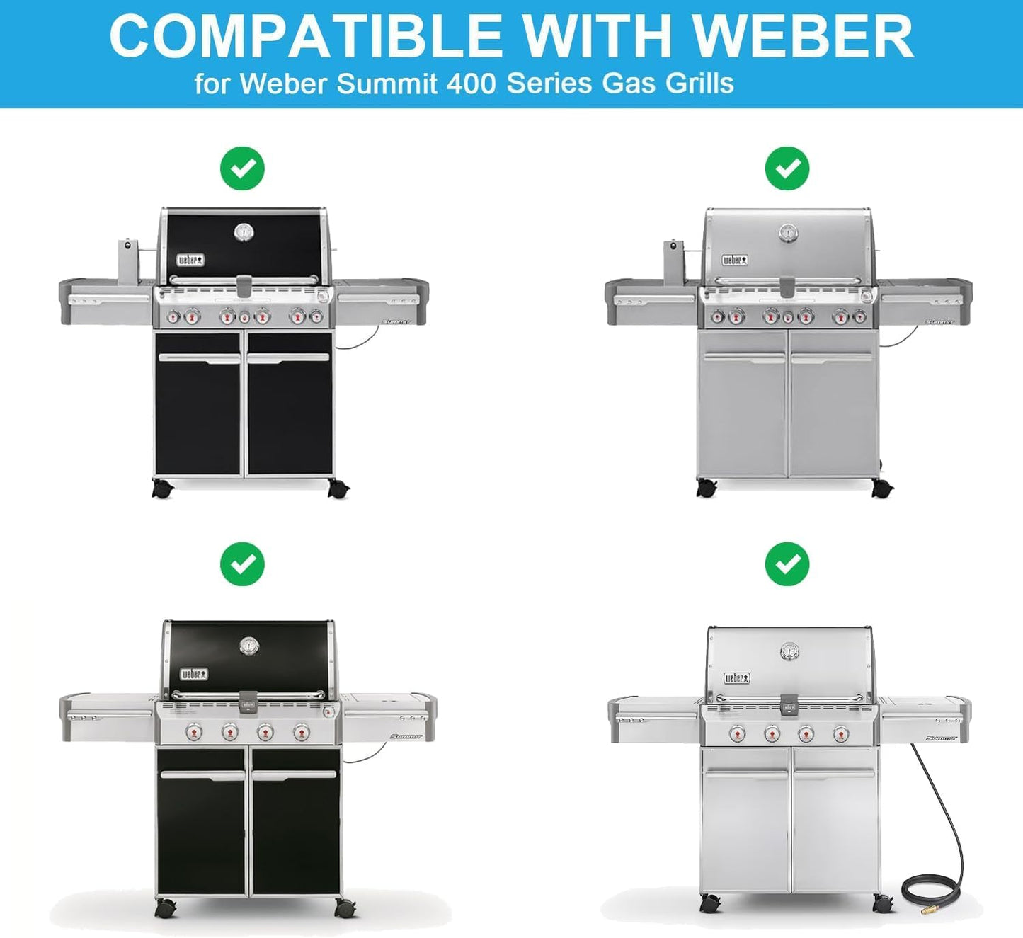 Full-Size Griddle Inserts for Weber Summit 400 Gas Grills, Flat Top Griddle for Weber Summit E-420/E-450/E-470/, Replace for 67550 Grates