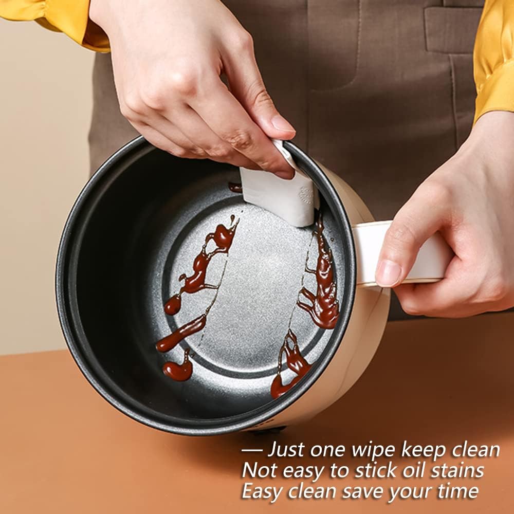 Drizzle Electric Steamer 1.8L - Multifunctional Hot Pot Non-stick Pan - Portable Rapid Ramen Cooker - Boil Dry Protection - For Noodles, Steak, Eggs, Stir-Frying, Pasta, Oatmeal