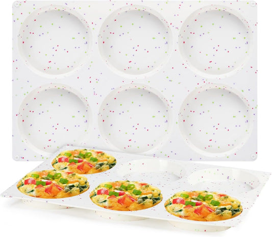 CAKETIME 4 Inch Muffin Top Pan, Silicone Molds for Breakfast Sandwiches, English Muffins, Whoopie Pies, Corn Bread, Egg Bites, Tarts - 2 Pack Confetti