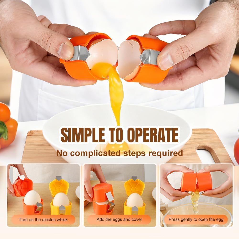 2026 New Egg opener, Egg Shell Separator for Raw Eggs Gadgets Cracker Tool, Upgrade Stainless Steel Egg Cutter Egg Cracker Tool Multifunctional Egg Cutter Multipack (2, Yellow)