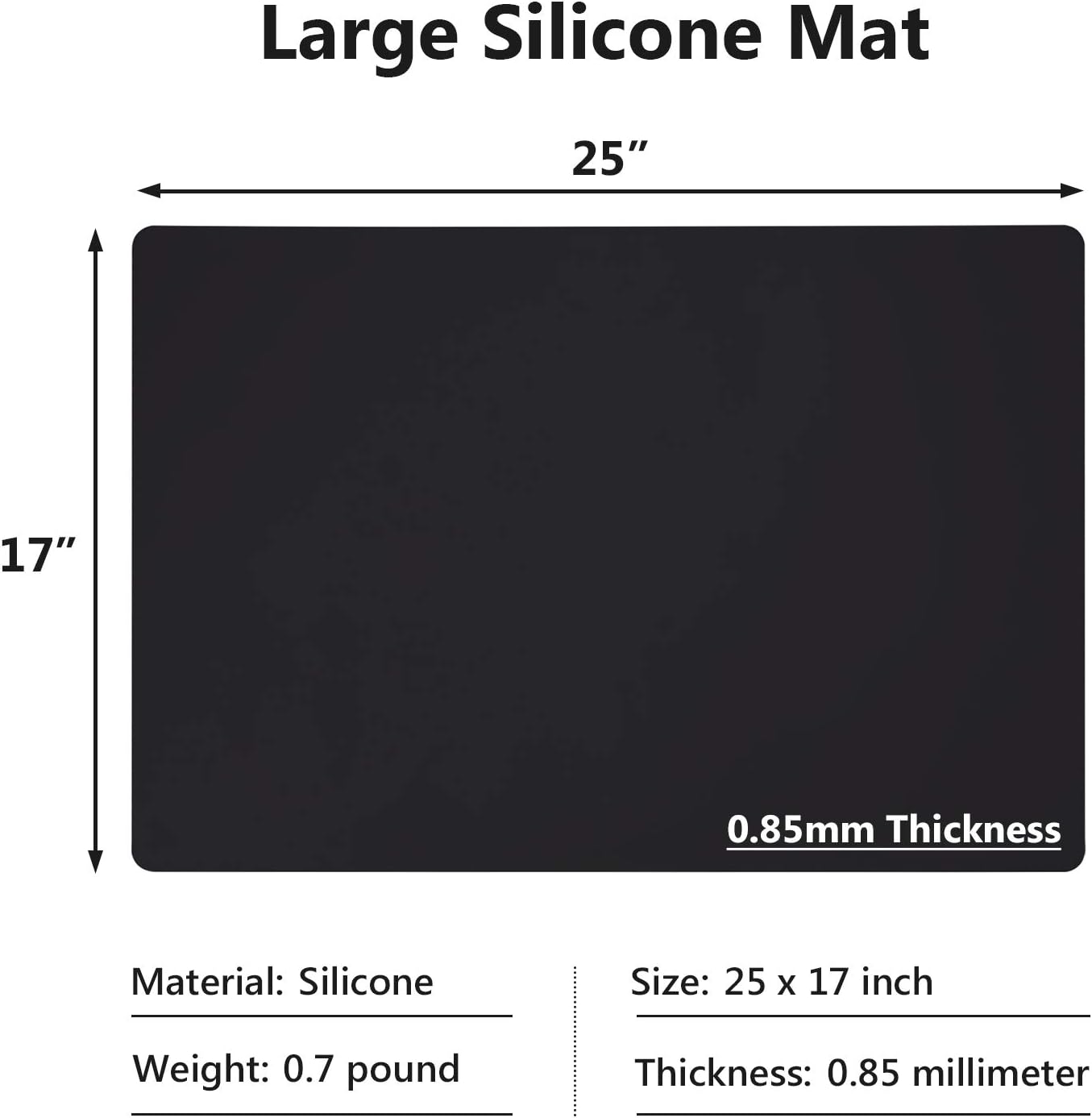 Gartful Silicone Mats for Kitchen Counter, Large Silicone Countertop Protector 25" by 17", Nonskid Heat Resistant Desk Saver Pad, Multipurpose Mat, Placemat, Black, 2PCS