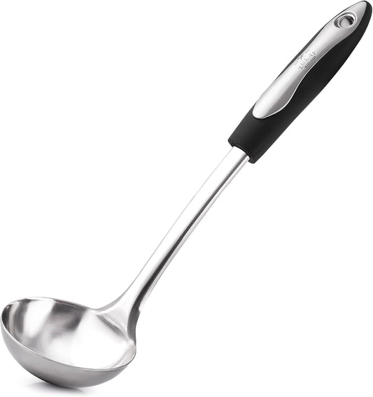 Zulay Kitchen Premium Soup Ladle – 12" Stainless Steel with Non-Slip Silicone Handle