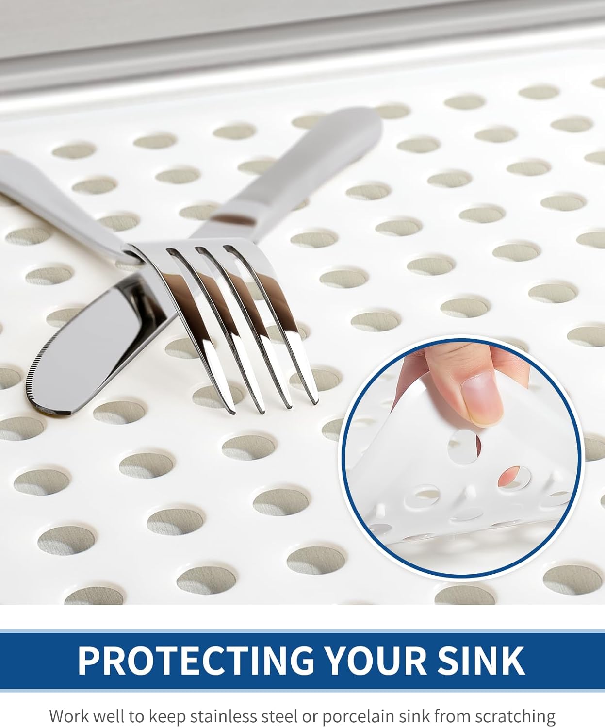 Bligli Small Sink Mat,2 Pack White 11.2x12.7inch Sink Protector Mats for Bottom of Kitchen Sink, Dish Drying Mat for Dishes and Glassware, Fast Drain