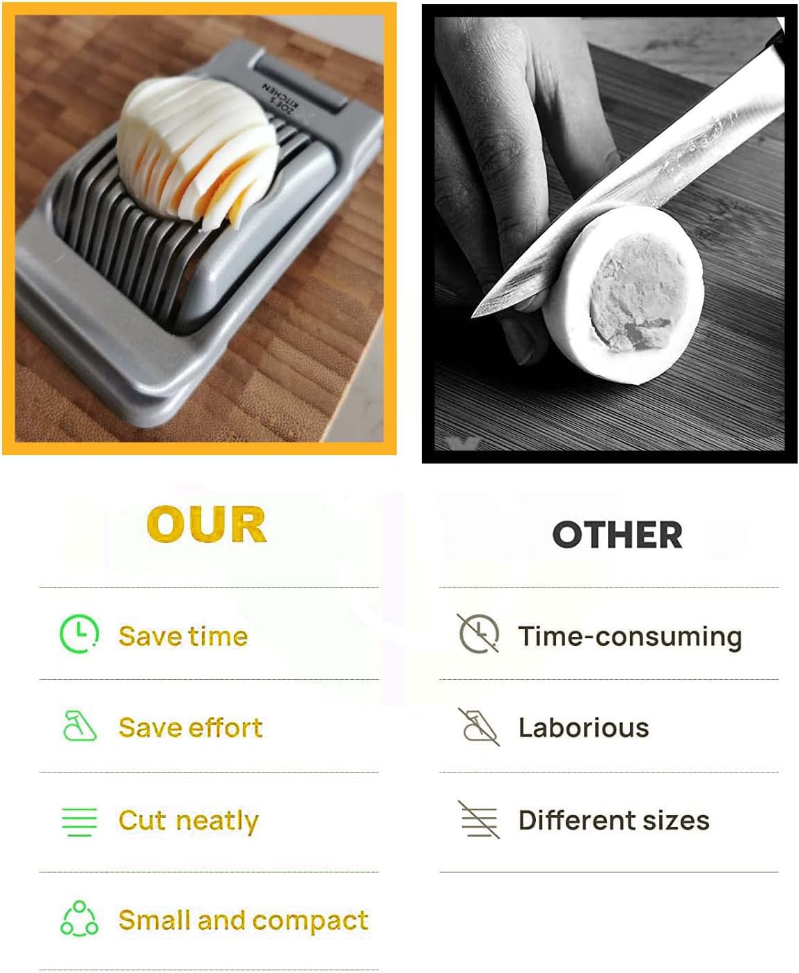 Zoe's Kitchen Good Grip Egg Slicer for Hard Boiled Eggs Heavy Duty Professional Large Aluminum Egg Slicer with Stainless Steel Wires Kitchen Aid Egg, Strawberry Slicer Hard Boiled Egg Cutter (Silver)