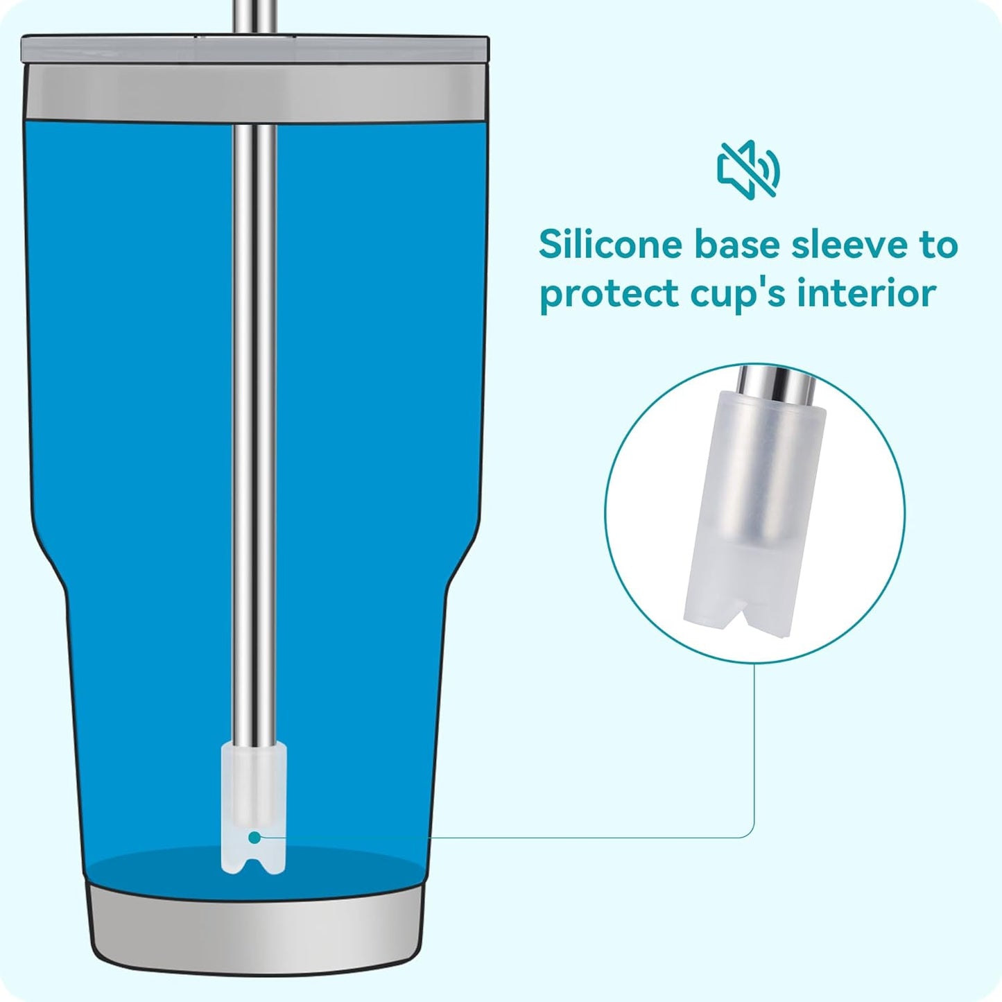 6 Pcs Reusable Metal Straws with Silicone Tip for 30 oz Tumbler, Stainless Steel Long Drinking Straw for YETI, STANLEY, US Acrylio, BJPKPK, Simple Modern and so on