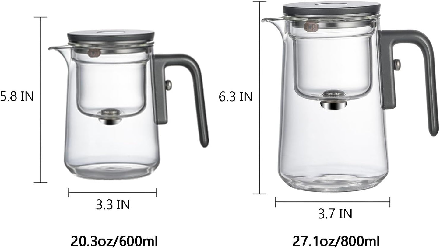 Enchanti Tea Pot - 800ml/27.1oz Witchcraft Magic Glass Teapot, Magnetic Water Separation Design, Borosilicate Infuser Pot with Strainer for Loose Leaf & Herbal Teas, Ideal for Tea Maker