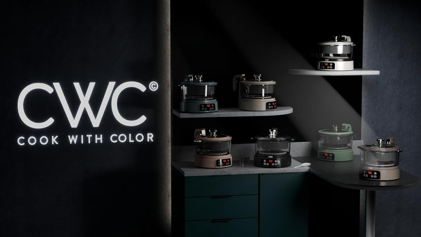 COOK WITH COLOR 3L Glass Low Carb Rice Cooker - Makes 6 Cups Cooked Low Sugar Rice with Auto Lift Filter Basket, Hotpot & Steamer for Rice, Grains and Oats, Digital Panel with Keep Warm, Blush