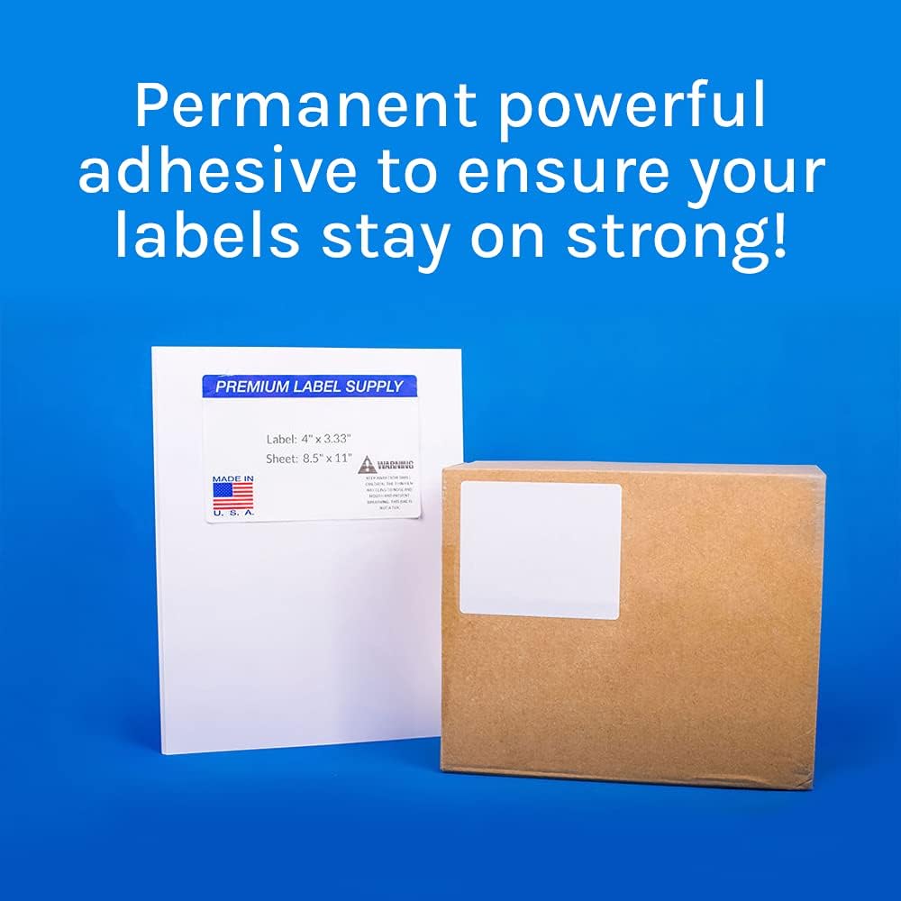 Premium Label Supply White Sticker FBA Labels – 4" x 3.33" – Laser/Inkjet Compatible – (6 per Sheet), 2000 Sheets - 12,000 Total Adhesive Labels