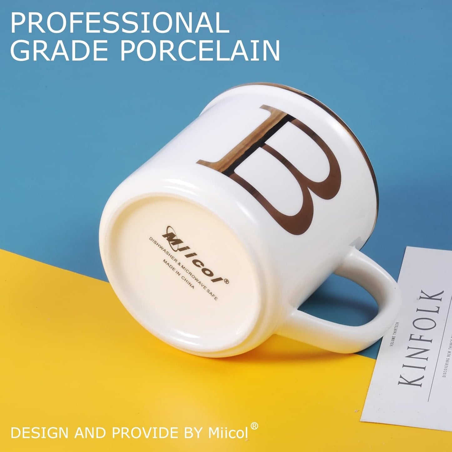 Miicol Ceramic Coffee Mug 16 oz, Monogram Coffee Cup, Golden Initial Tea Mug, Personalized Tea Cup, Unique Gift, Large Mug for Home, Office, Letter B