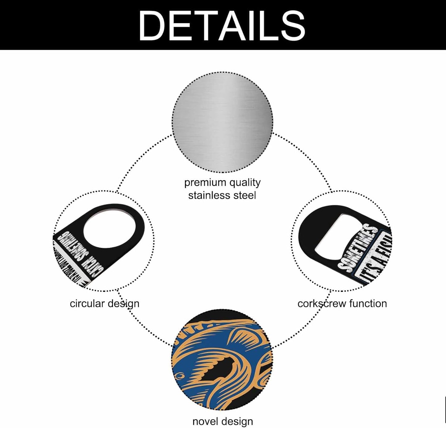 Fishing Stainless Steel Bottle Opener Vintage Letters Sometimes It's A Fish Flat Beer Bottle Opener Keychain for Home Kitchen Bar Restaurant Party Birthday Gift