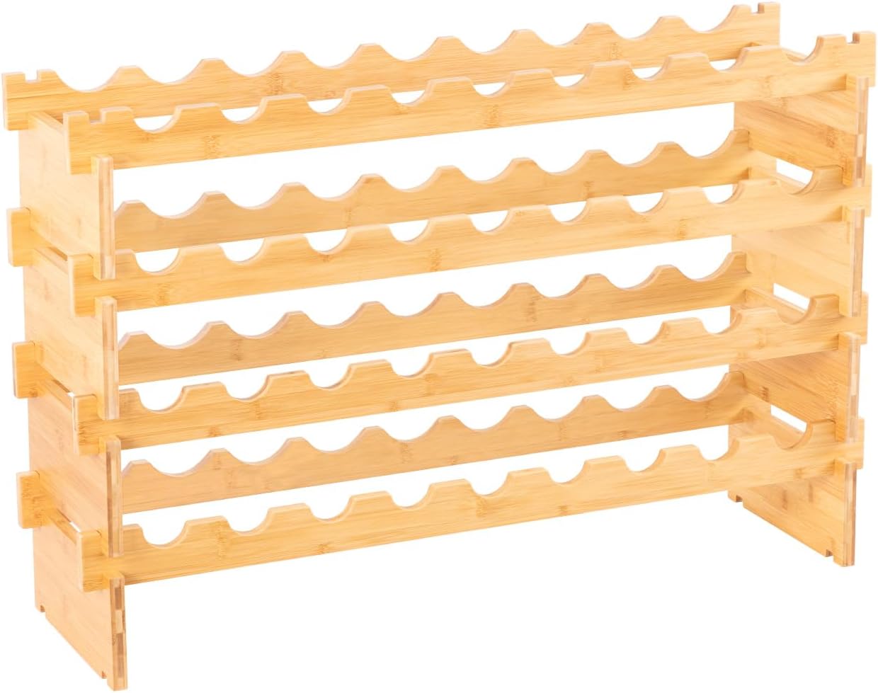 Amazon Basics Stackable Natural Bamboo Wine Rack, 36 Bottle Capacity