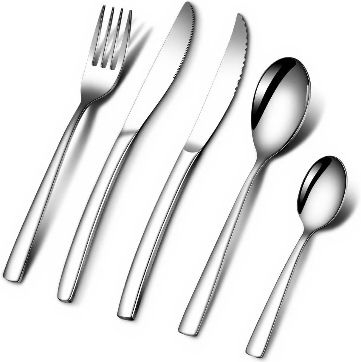 Silverware Set with Steak Knives,20-Piece Heavy Duty Flatware Cutlery Set for 4,Food-Grade Stainless Steel Tableware Eating utensils Sets,Mirror Finished Knives Forks and Spoons Set for Home