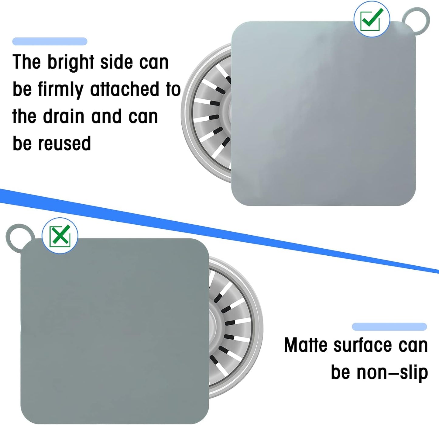 Yinkin 6 Pcs Drain Covers to Keep Bugs Out Silicone Shower Floor Tub Stoppers Bathtub Drain Stoppers Sewer Anti-Odor Mats Deodorizing Plugs for Bathroom(6 x 6 Inch,Square,Grey and White)