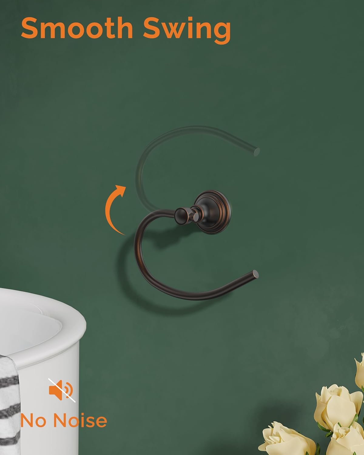 Towel Ring, Stainless Steel Hand Towel Holder for Bathroom Wall Mount, Heavy Duty Towel Hanger for Kitchen, Bath, RV (Oil Rubbed Bronze)