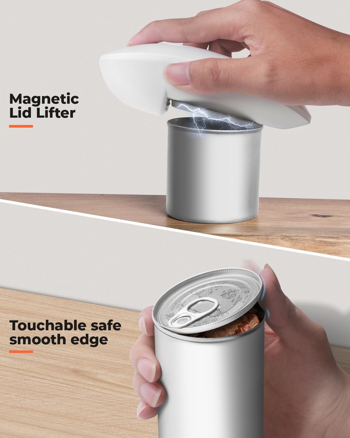 Ultrablde SE - USB Rechargeable Electric Can Opener for Kitchen for Seniors with Arthritis- Cordless Battery Powered Automatic, Side Cut, Smooth Edge, Handsfree, for Small or Large Cans, White