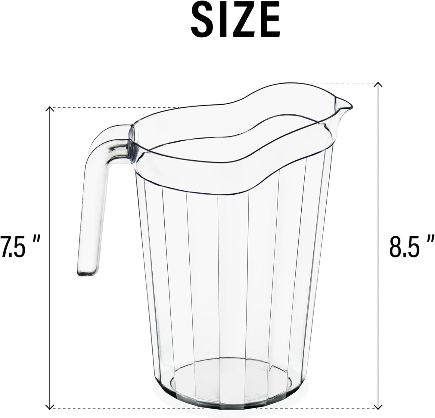 DecorRack 6 Pack - 75 oz Polycarbonate Plastic Pitcher Beverage Dispenser with Pour Spout Shatterproof Catering and Restaurant Serveware for Cold Drinks, Water, Lemonade, Beer, and Sangria (6 Pack)
