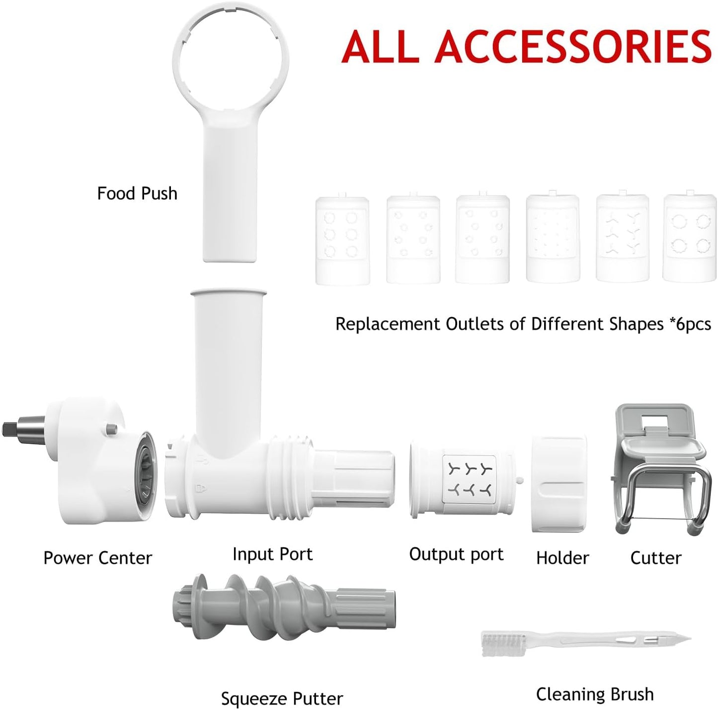Pasta Maker Attachment for Kitchenaid Stand Mixer with 6 Different Shapes of Pasta Outlet, Durable Kitchenaid Accessories and Attachments, Dishwasher Safe