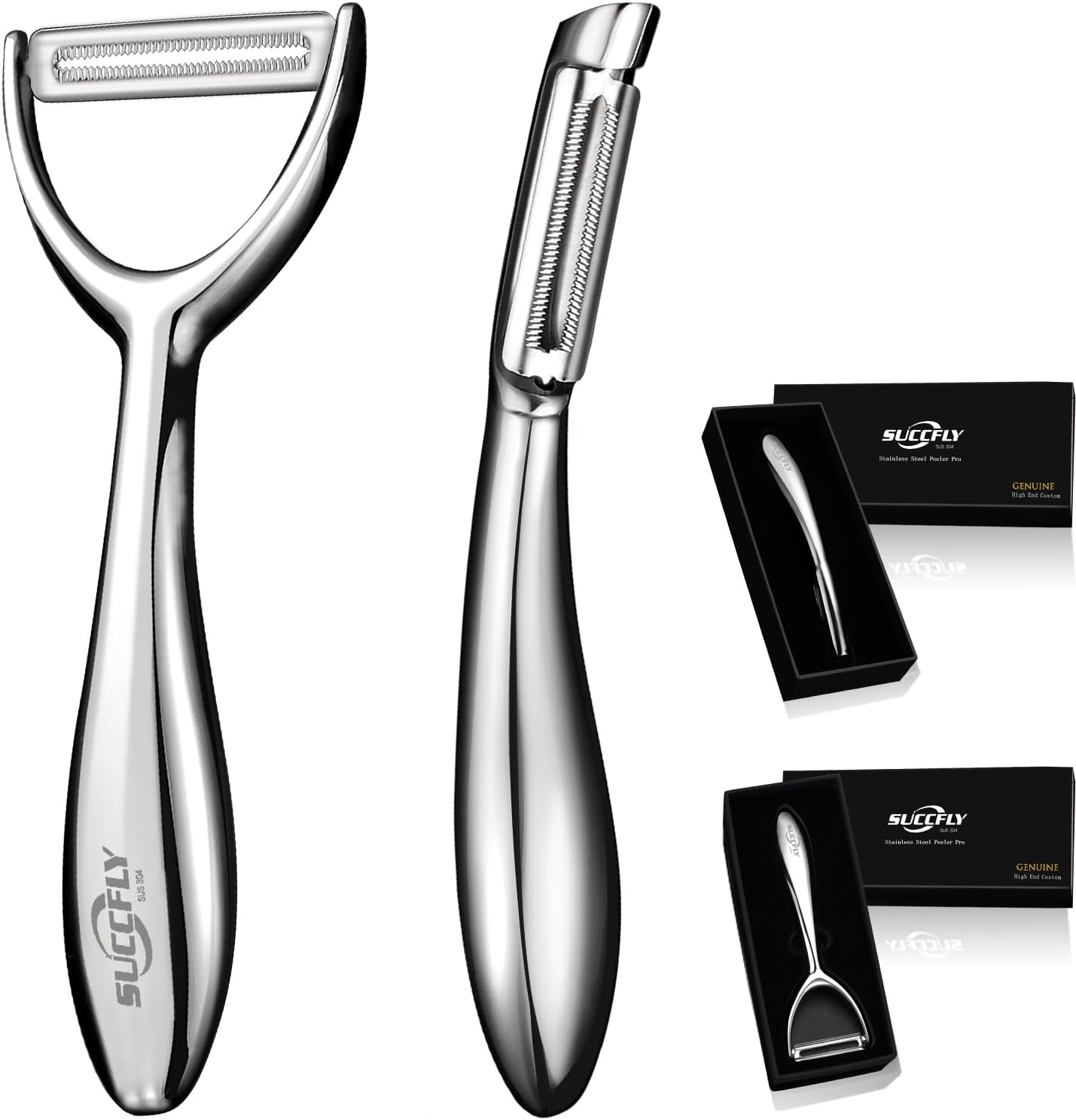 Vegetable Peeler Stainless Steel，Ultra Sharp Potato Peelers for Kitchen, Premium Veggie Fruit Peeler, Carrot Peeler, Rotary Serrated Blade, Thickened Non-Slip Ergonomic Handle(5-year warranty)