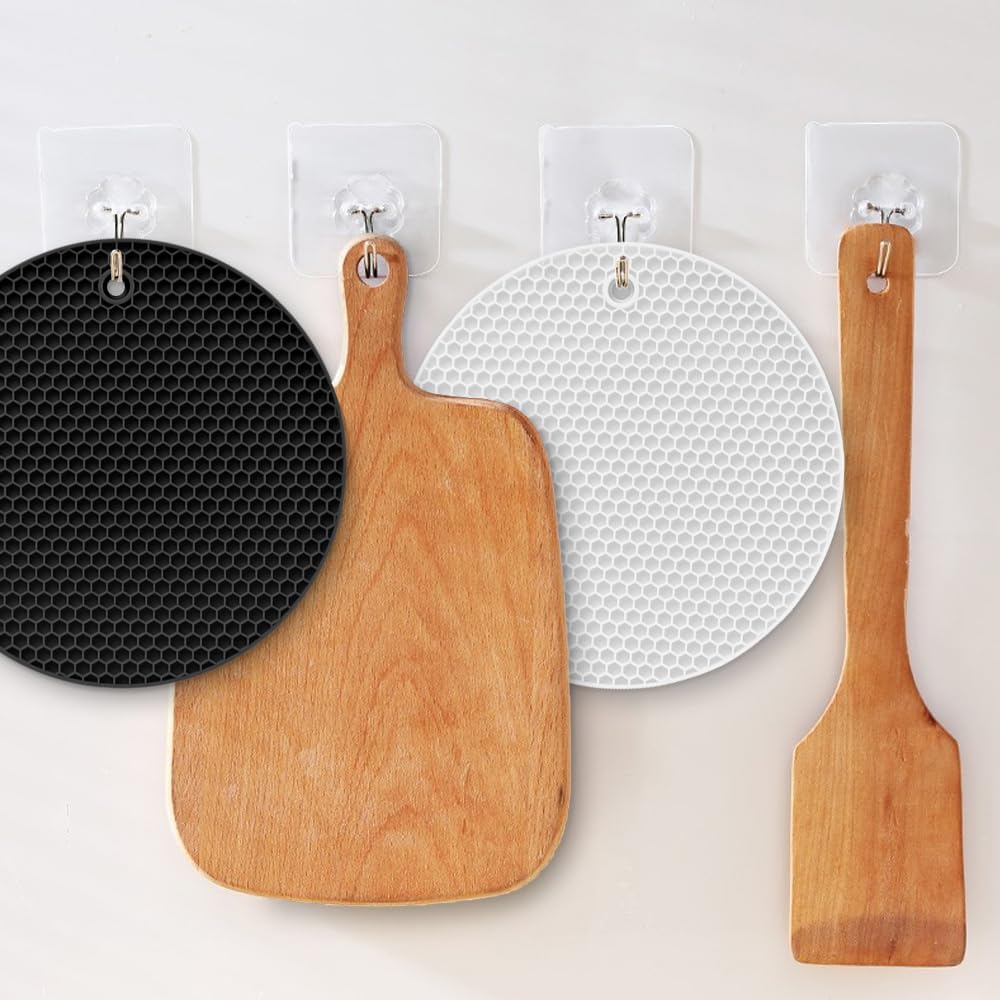 homEdge Silicone Square Trivets Mat, 6 Packs Multipurpose Non Slip Heat Resistant Pot Holder-Black