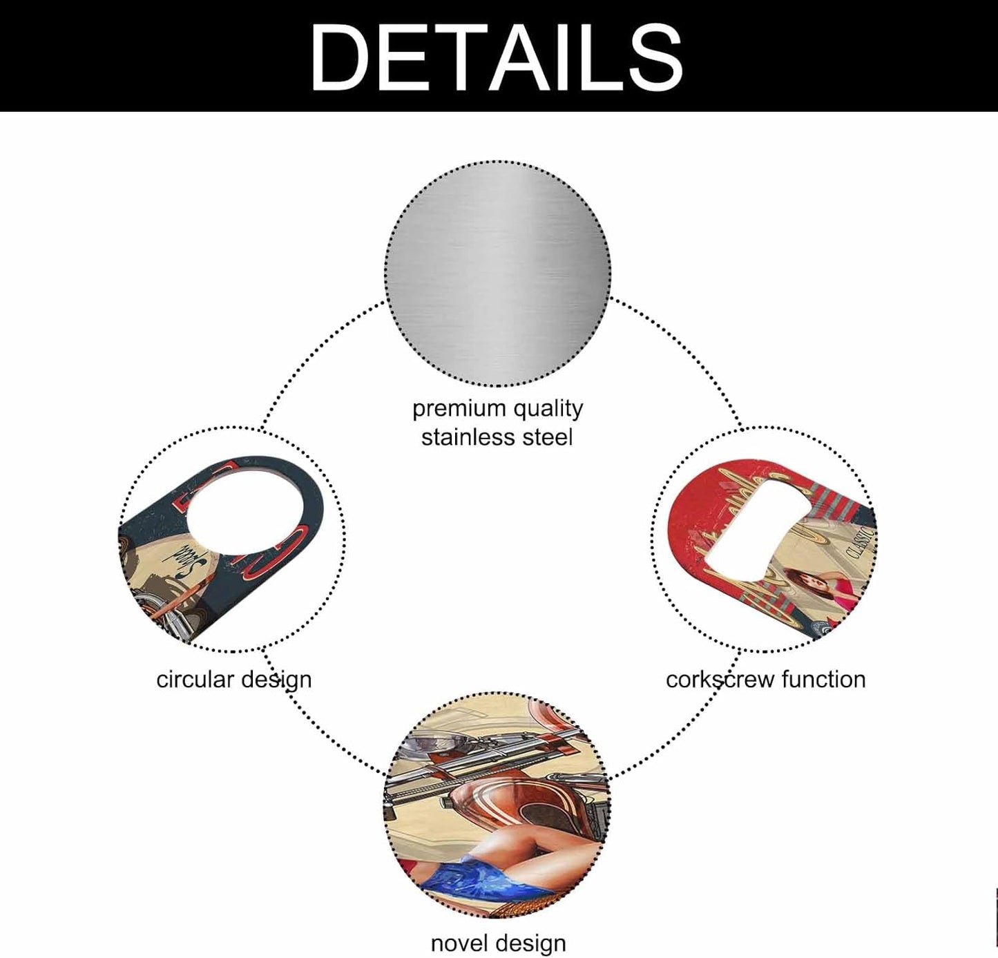 Vintage Motorcycle Stainless Steel Bottle Opener Smile Girl Leg Sit Moto Racing Club Wheel Speed Garage Flat Beer Bottle Opener Keychain for Home Kitchen Bar Restaurant Party Birthday Gift