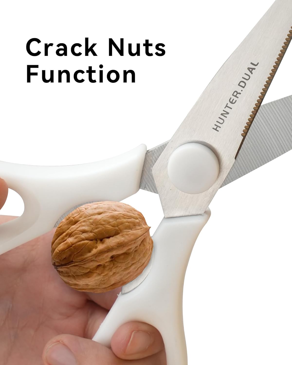 Kitchen Scissors for Food, HUNTER.DUAL Heavy Duty Come Apart Poultry Shears for Cooking, All Purpose for Cutting Chicken, Meat, Fish & Vegetables (White, 8.35 Inch)