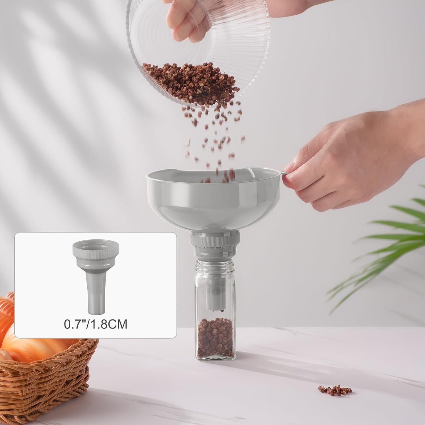 Pisol Wide Mouth Funnels for Kitchen Use, Versatile Food Grade Funnels for Filling Bottles, Plastic Cooking Funnel Set with Strainer, Large Long Neck Funnel for Canning, Mason Jar, Shampoo, Liquids