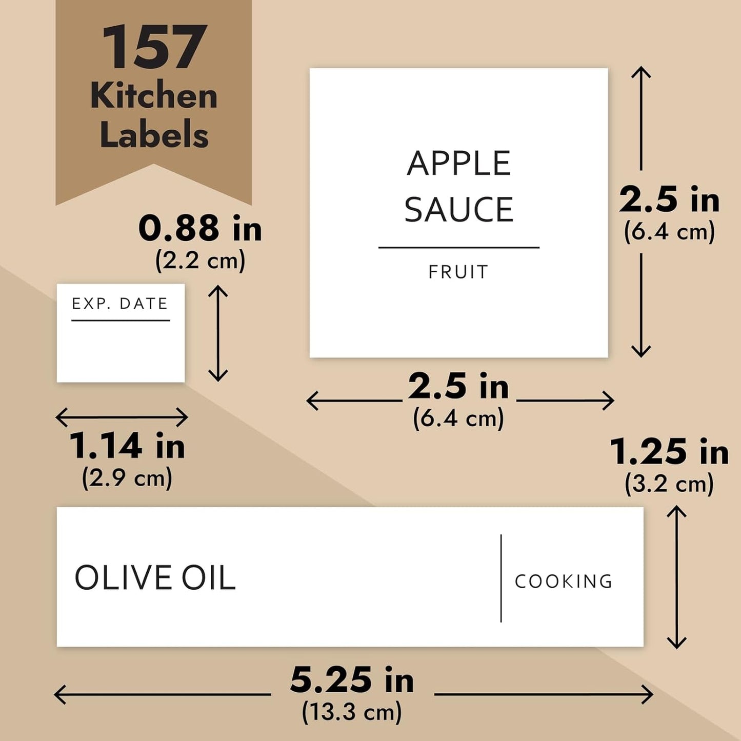 Talented Kitchen 157 Minimalist Style Fridge and Pantry Labels for Containers - Preprinted Kitchen and Refrigerator Organization Stickers for Jars, Food Containers (Black Print on White Matte Backing)