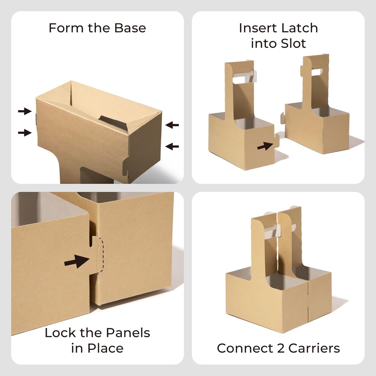 FMP Brands 2 Cup Disposable Drink Carrier with Handle, 25 Pack Kraft Paperboard Handled Drink Carriers 12-30 oz to Go Coffee Cup Holder, Cup Carrier for Cold Hot Drinks, Takeout, Cafe
