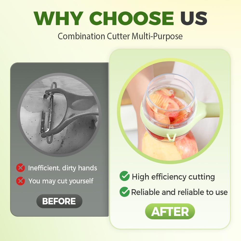 3 in 1 Peeler with Container, 2025 New Stainless Steel Peelers with Container with Handle Fruit Knife, Multifunctional Vegetable Peelers for Home Kitchen (Green)