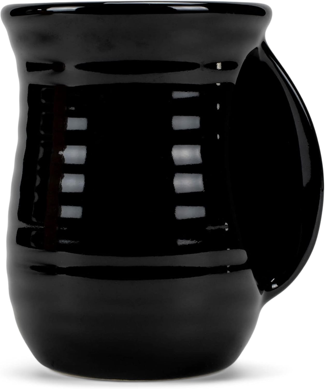 Elanze Designs Ribbed 14 ounce Ceramic Stoneware Handwarmer Mug, Black