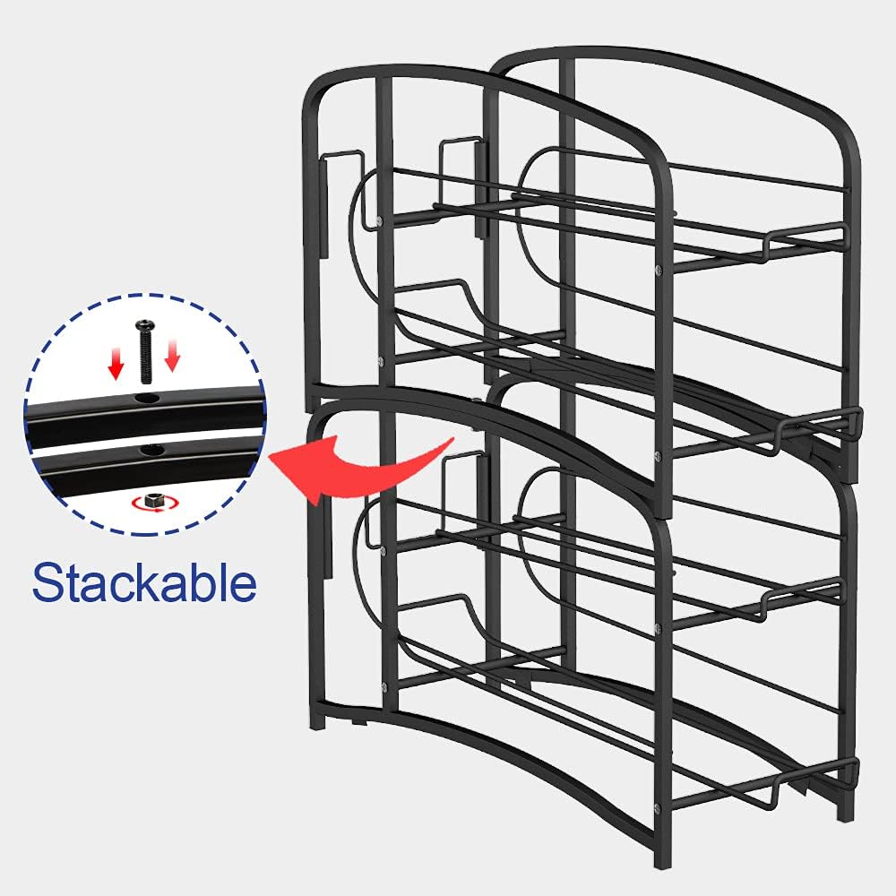 AULEDIO Stackable Beverage Can Dispenser Rack, Storage Organizer Holder for Canned food or Pantry Refrigerator,Black(2 Pack)