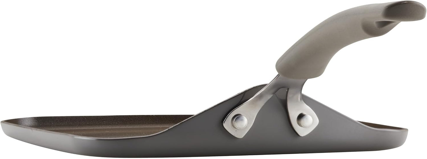 Rachael Ray Cook + Create Nonstick Stovetop Griddle/Grill Pan, Square, 11 Inch, Gray