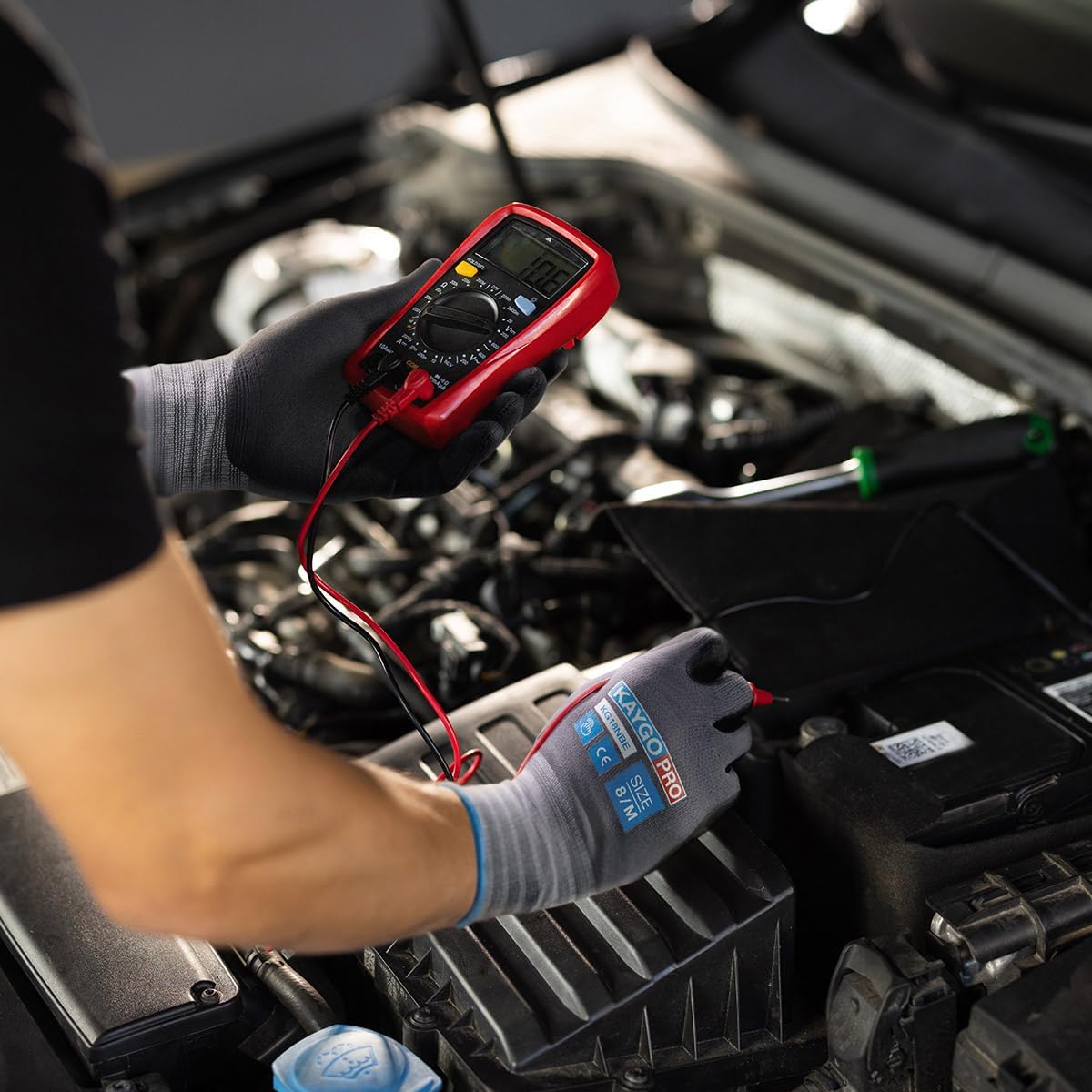 KAYGO Safety Work Gloves MicroFoam Nitrile Coated, 3 Pairs KG18NB,Seamless Knit Nylon Glove with full fingers Touchscreen, Ideal for Automotive,Warehouse,Construction (Small,Gray)