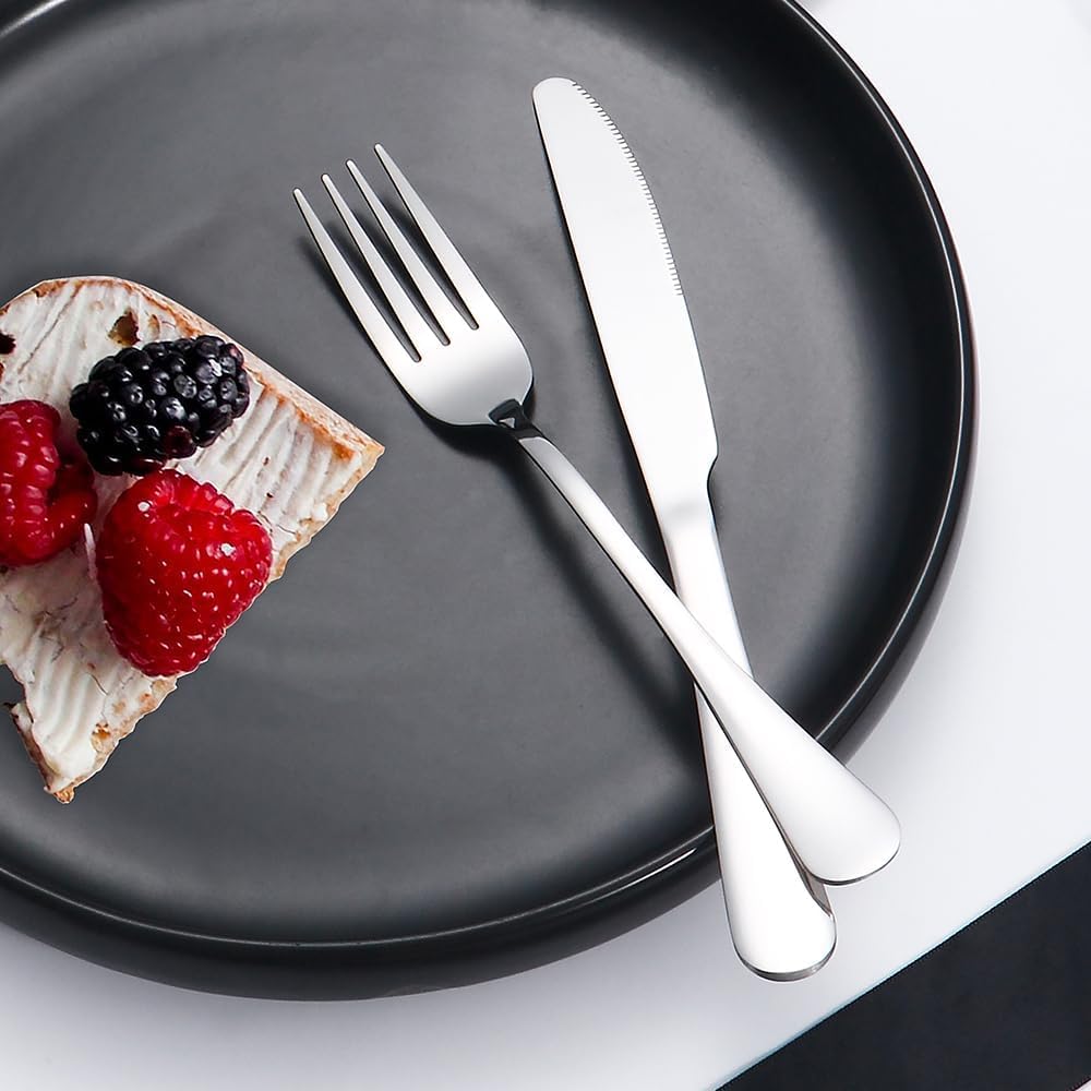 Silverware Set 20 Piece Stainless Steel Flatware Set Silverware Utensils for 4 People Includes Forks Knives Spoons & Salad Forks Dishwasher Safe Durable Tableware for Home Restaurant or Outdoor Use