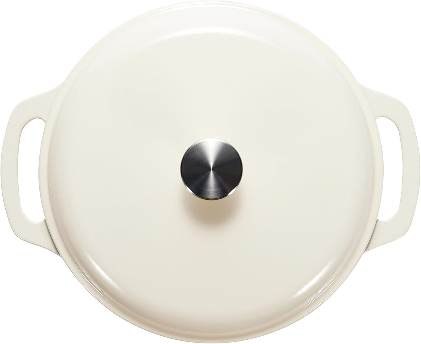 Amazon Basics Cast Iron Dutch Oven Pot with Lid, Enameled, Round, Dual Handles, Heavy-Duty, Large, 7.3-Quart, White