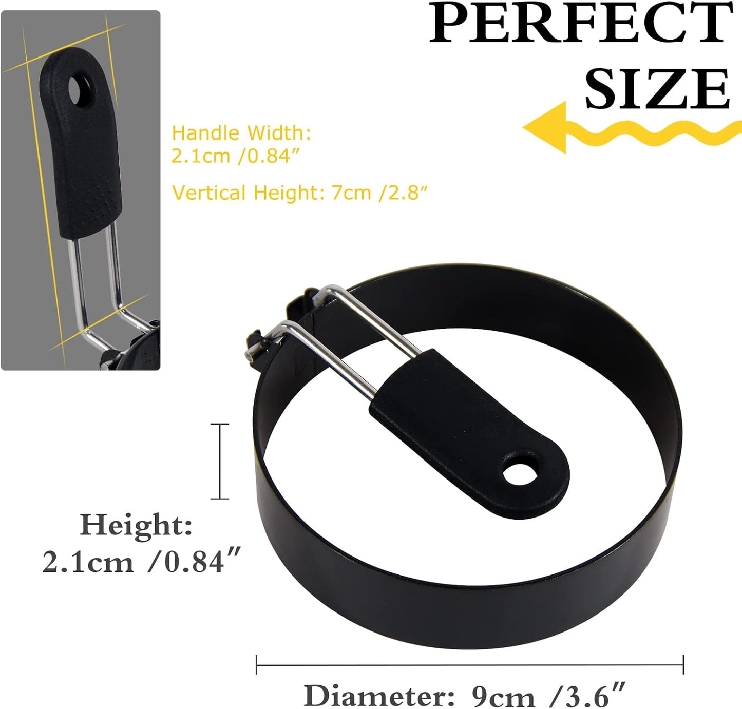 3 packs 3.5'' Egg Rings Set with Silicone Handle, Stainless Steel Egg Cooking Rings，Nonstick，For Frying Eggs and Egg Mcmuffins, Egg Mold For Breakfast