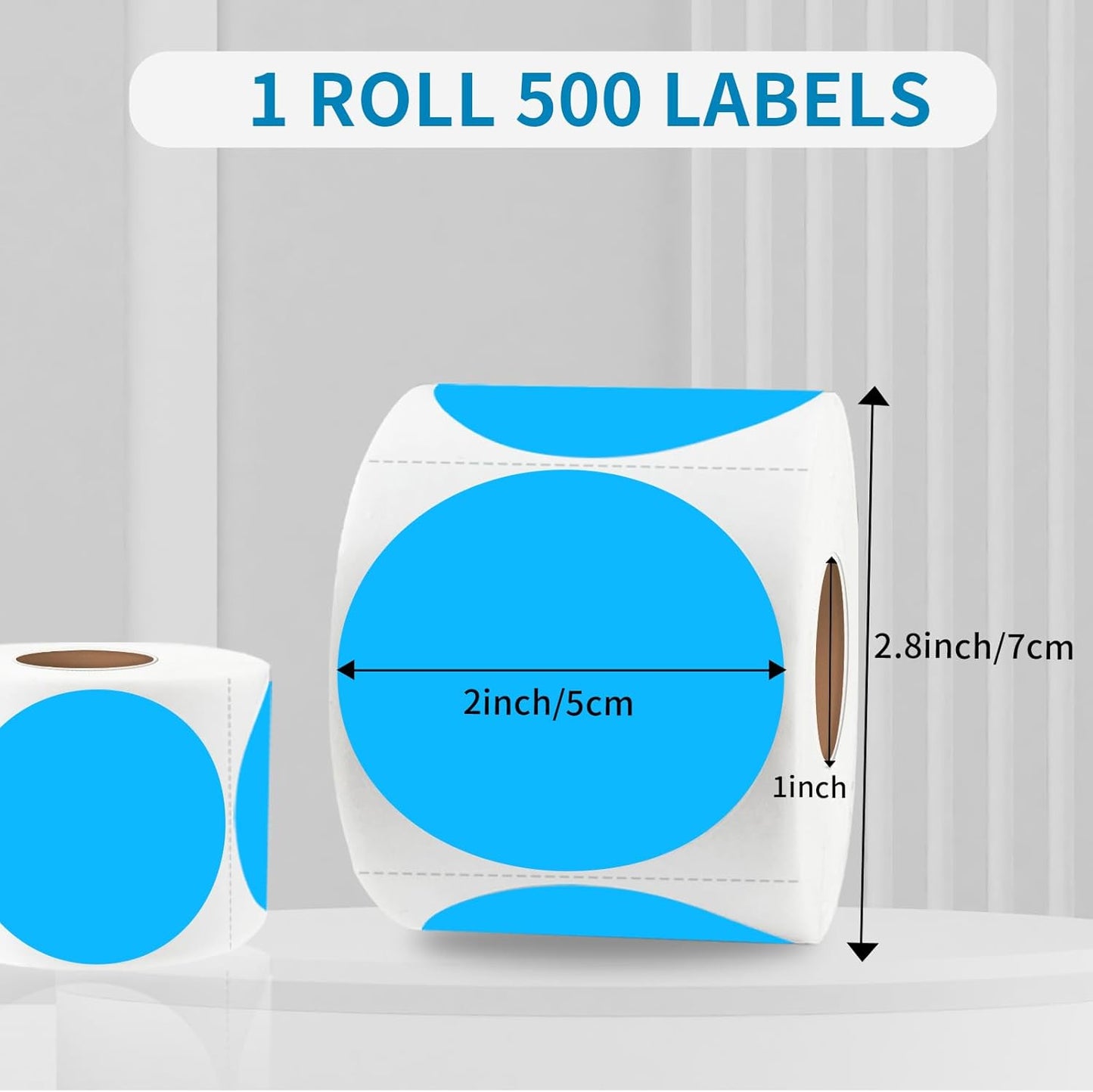 starboling Thermal Labels,2 Inch Blue Round Thermal Printer Stickers,Self-Adhesive Round Direct Thermal Labels,Thermal Stickers for DIY Logo Design,Name Tag (500/Roll）