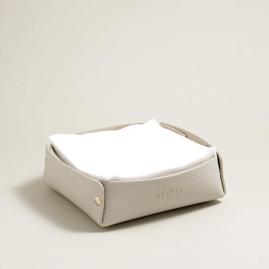 OLETHA Napkin Holder for Luncheon Napkins - Aesthetic Desk Decor for Kitchen & Dining Table - Light Taupe