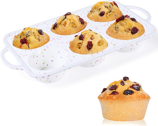 CAKETIME Large Muffin Pan Jumbo with Metal Frame 3.5 Inch Silicone Muffin Pan Nonstick 6 Cups for Baking Jumbo Muffin, Frittatas, Jumbo 1 Pack