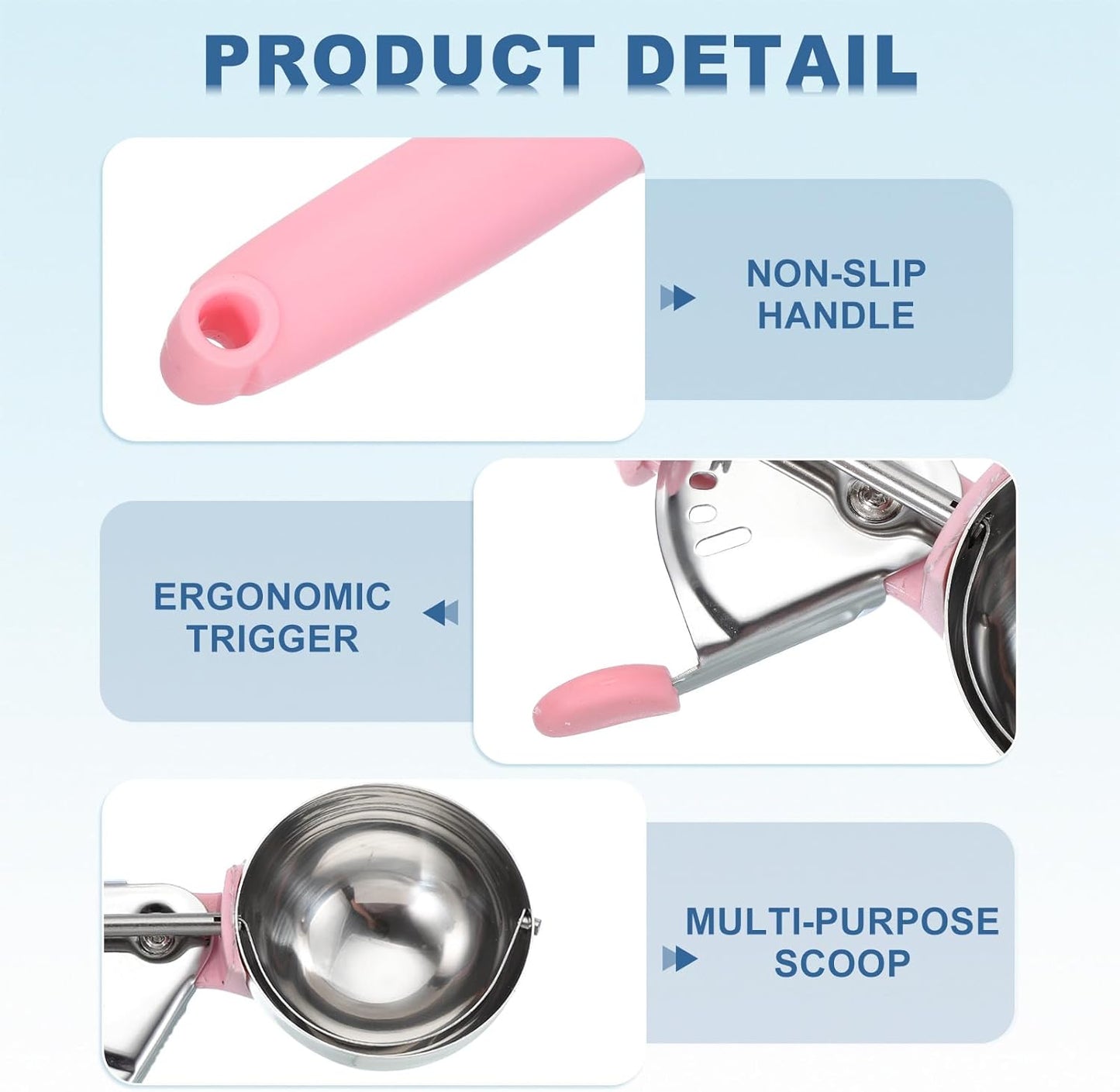 uxcell 2pcs Cookie Scoops, Ice Cream Scoop with Trigger for Baking Cookie Dough Rice Pudding Kitchen Gadget, Pink