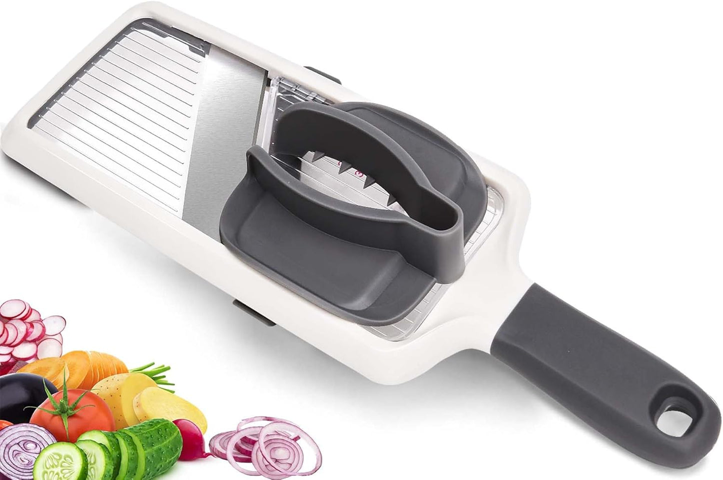 Mandoline Slicer for Kitchen, Adjustable Stainless Steel Blade, Vegetable Slicers, Slicer Vegetable Cutter with NO-slip Grip, Gray