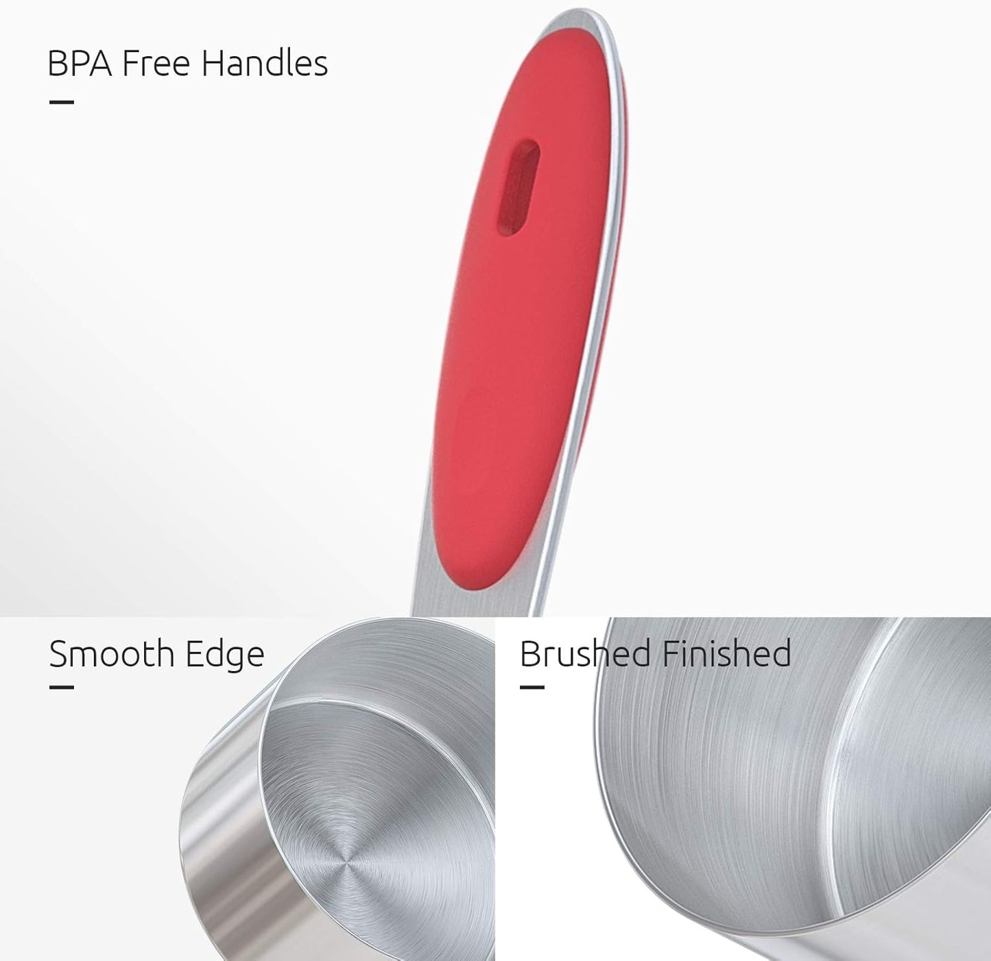 Measuring Cups : U-Taste 18/8 Stainless Steel Measuring Cups and Spoons Set of 10 Piece, Upgraded Thickness Handle(Red)